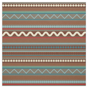 Tela Chevron geométrico y Stripes Brown