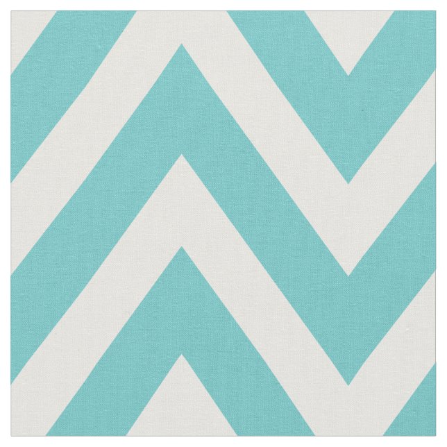 Tela Chevron moderno de color turquesa a gran escala (De cerca)