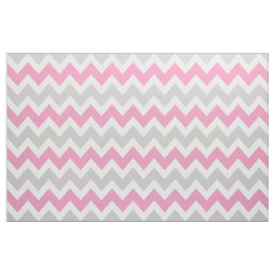 Tela Chevron moderno gris y rosa a gran escala