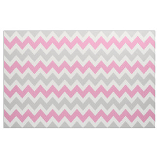 Tela Chevron moderno gris y rosa a gran escala