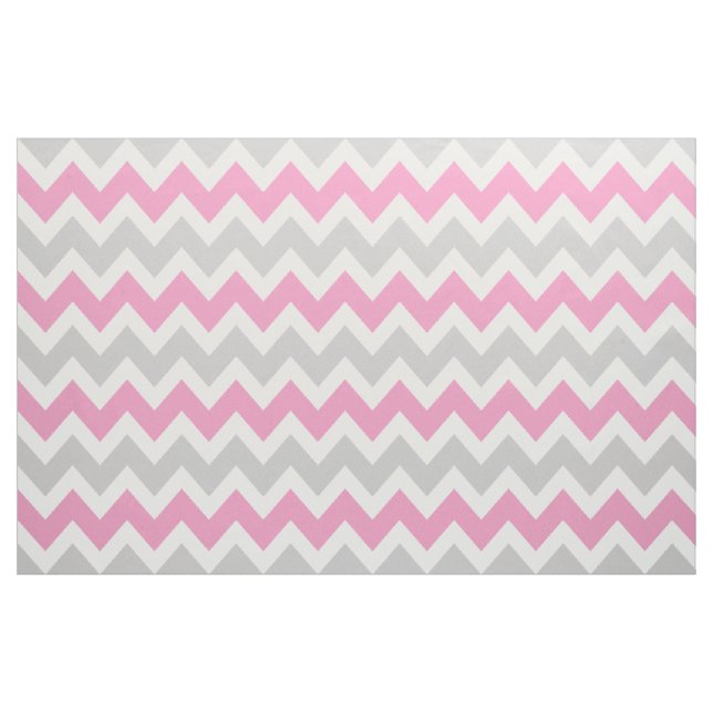 Tela Chevron moderno gris y rosa a gran escala (Yarda)