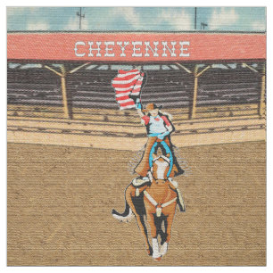 Tela Cheyenne Rodeo Cowgirl American Flag Fabric 1