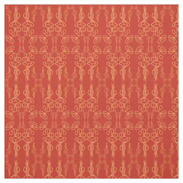 Tela Chic Custom Red Field Poppies Outline (Retal)