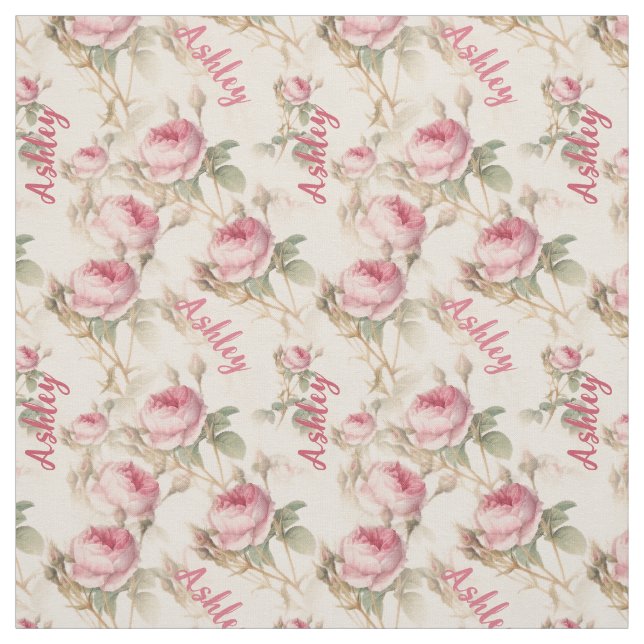 Tela Chic Personalizado con Nombre y Estampa de Rosa Co (Retal)