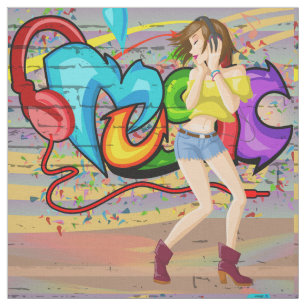 Tela Chica bailarín 2 Graffiti musical Muro de tejido