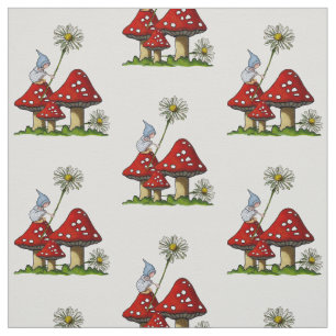 Tela Chica dibujado mano en Toadstools, arte del gnomo