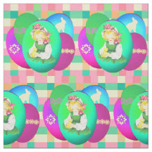 Chica Vintage De Pascua Con Huevos De Pascua En Pl