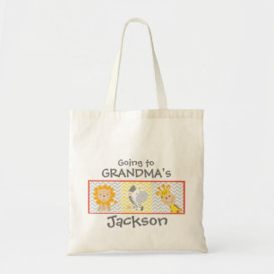Tela Chica y muchacho que van al bolso de la abuela con