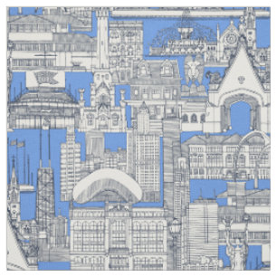 Tela Chicago toile medianoche azul retro azul