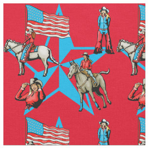 Tela Chicas De Vaca Con Bandera Y Estrella