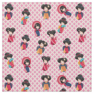 Tela Chicas japoneses en Kimonos sobre el Sakura Rosa