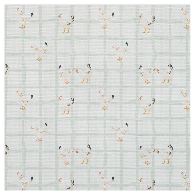 Tela Chicken picnic checkered pattern  (Retal)