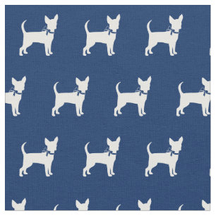 Tela Chihuahua Perro Mascota de silueta azul