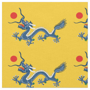 Tela China Dinastía Qing con bandera de dragón china