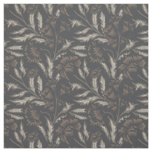 Tela Chintz floral negro monocromo