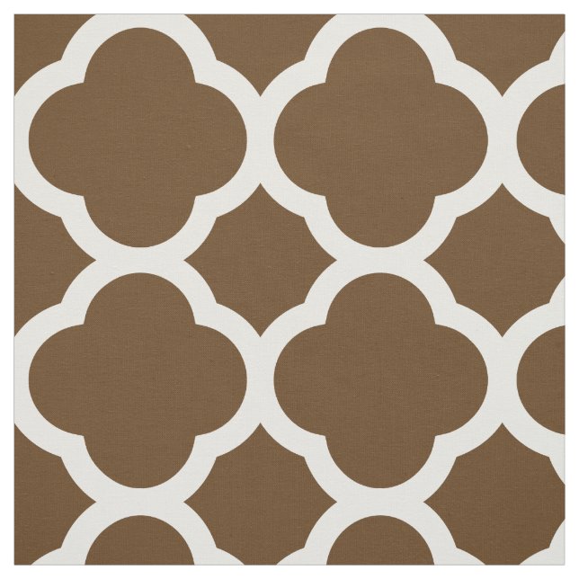 Tela Chocolate Brown Quatrefoil moderno a gran escala (Retal)