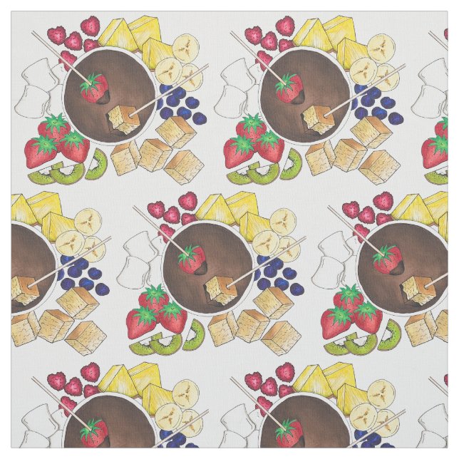 Tela Chocolate Fondue Fruit Marshmallow postre (Retal)