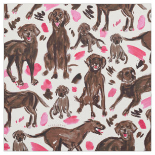 Tela CHOCOLATE LAB Acuarela Labrador Perro recuperador