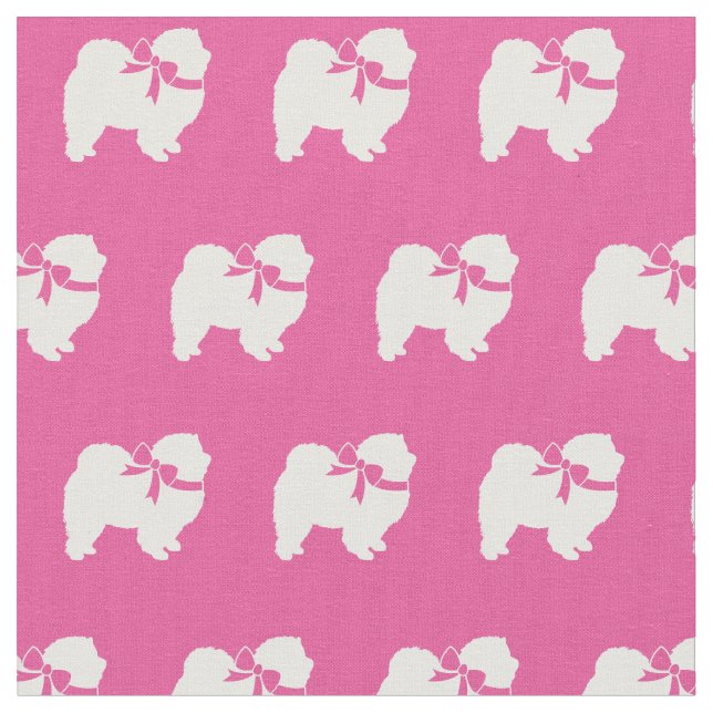 Tela Chow Chow Dog Silhouette Mascota Pink (De cerca)