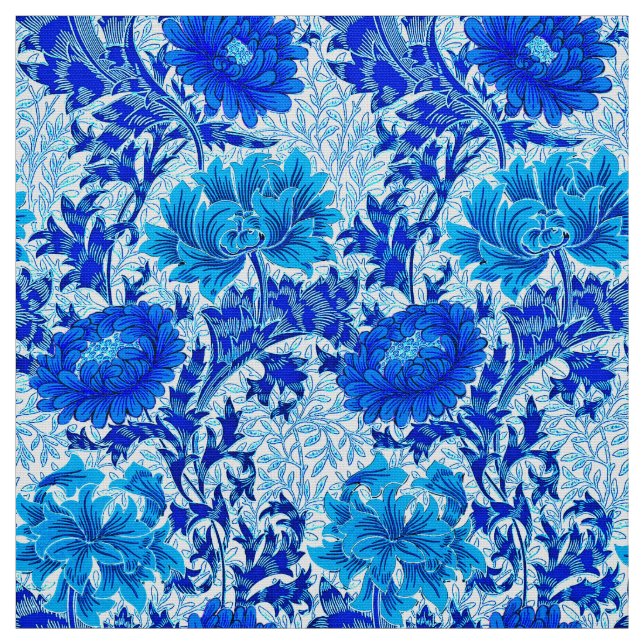 Tela Chrysanthemums William Morris Shades of Denim Blue (Retal)