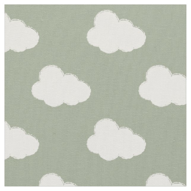 Tela Cielo Nubes Boho Simple Niños Sage Neutral Género (De cerca)