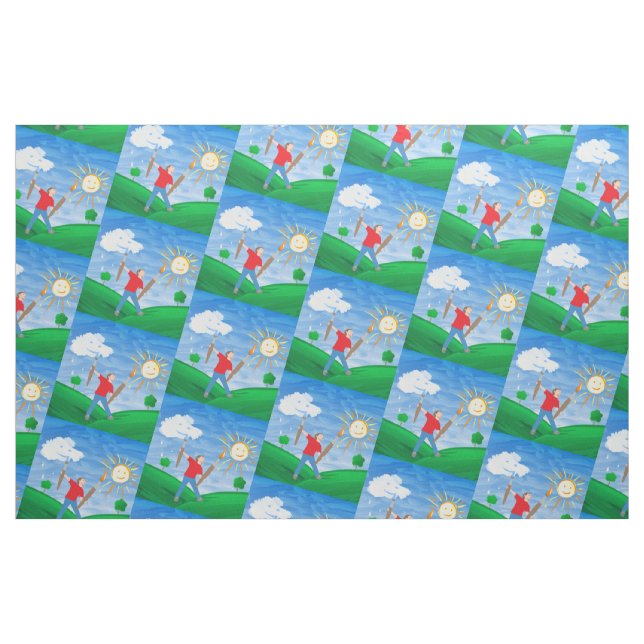 Tela Cielos de pintura de niños ("Cuarto gordo" (fat quarter))