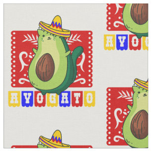 Tela cinco de mayo gato avocado avogato kawaii mexicano
