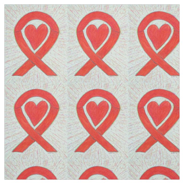 Tela Cinta de concientización roja corazón de tejidos a (Retal)