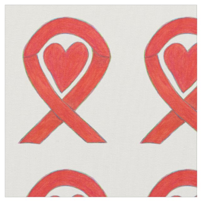 Tela Cinta de concientización roja corazón de tejidos a (De cerca)