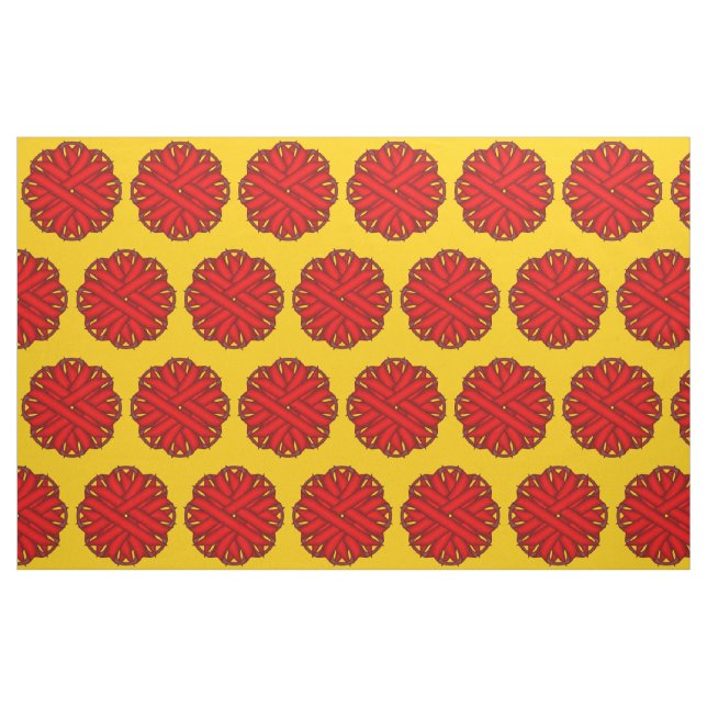 Tela Cinta de flores rojas por Kenneth Yoncich ("Cuarto gordo" (fat quarter))