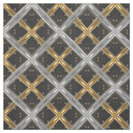 Tela Cinta de plata y oro en el patrón negro en mosaico