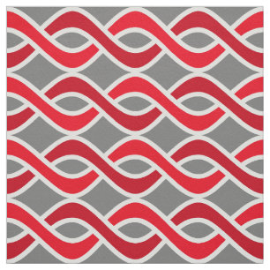 Tela Cinta moderna de medio siglo, rojo y gris / gris