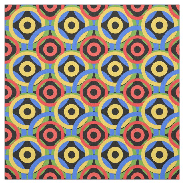 Tela Círculo, colorido, arcoíris, puntos sobre negro (Retal)