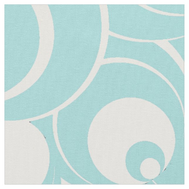 Tela Círculos azul y blanco de Aqua Tejido abstracto (De cerca)