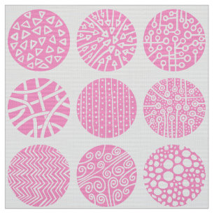 Tela Círculos decorativos - rosa y blanco