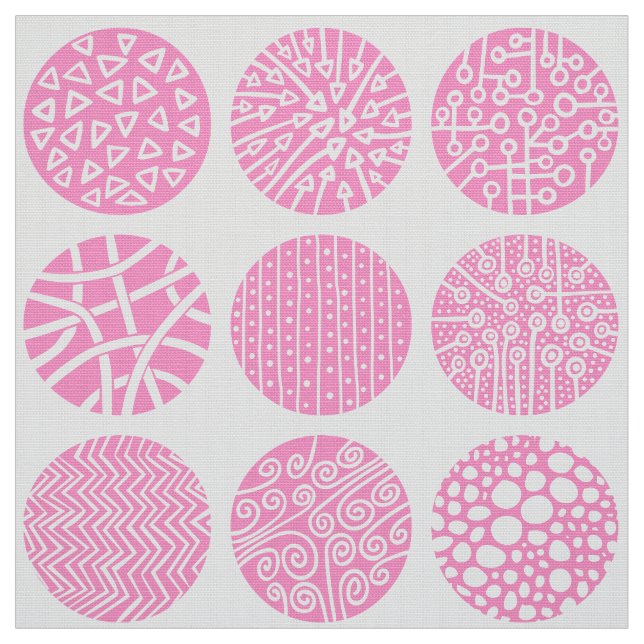 Tela Círculos decorativos - rosa y blanco (Retal)