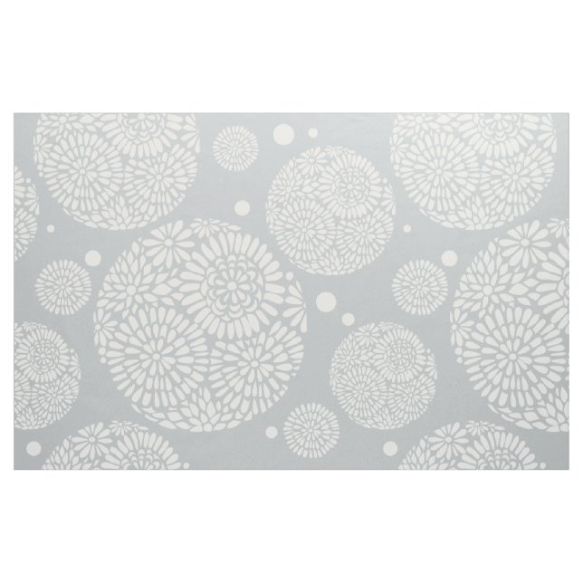 Tela Círculos geométricos florales blancos y grises ("Cuarto gordo" (fat quarter))