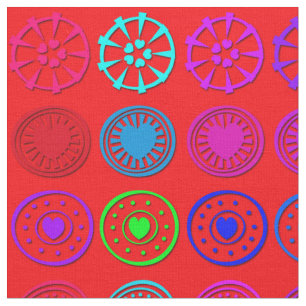 Tela Círculos multicolores del corazón en rojo