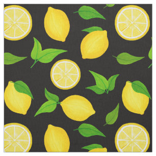 Tela Citrus de verano: Leones verdes amarillas en negro