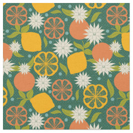 Tela Citrus limón moderno de mediados de siglo 