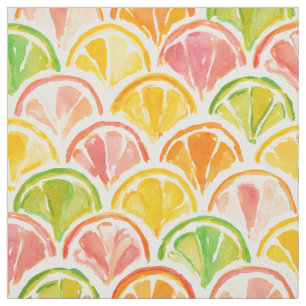 Tela CITRUS SCALLOP Trozos de Fruta Coloridos