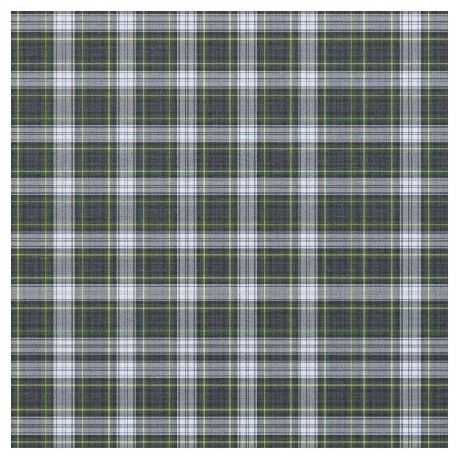 Tela Clan Tartán Gordon Plaid Pattern White Blue Green (De cerca)
