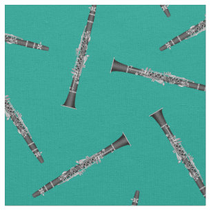 Tela Clarinets Musical Decoración Verde azulada