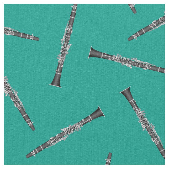 Tela Clarinets Músico Musical Decoración Verde azulada (De cerca)