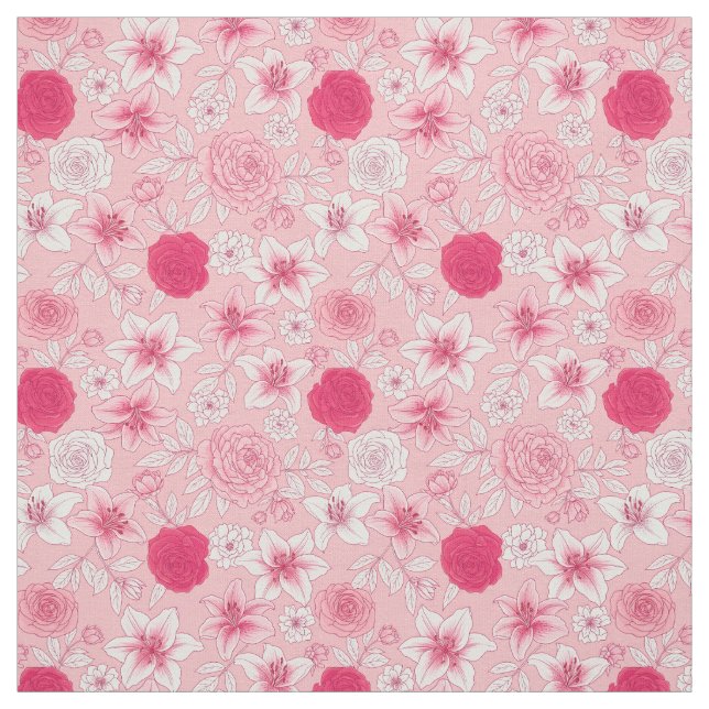 Tela Clásica con Estampado Floral Rosa (Retal)