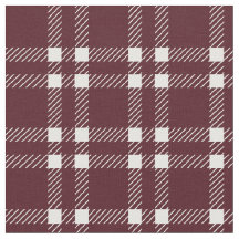 Tela Clásica de Cuadro Burgundy de Algodón Tartán