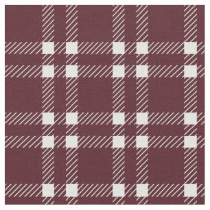 Tela Clásica de Cuadro Burgundy de Algodón Tartán 