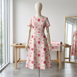 Tela Clásica de Estampado Floral Rosa