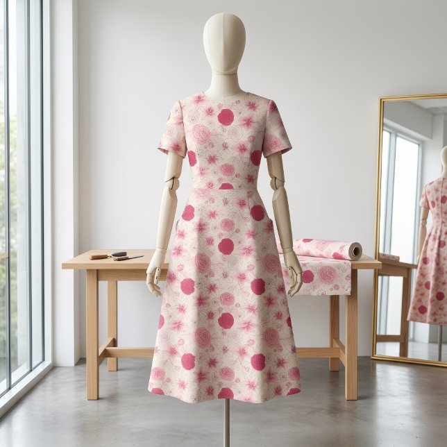 Tela Clásica de Estampado Floral Rosa (Subido por el creador)