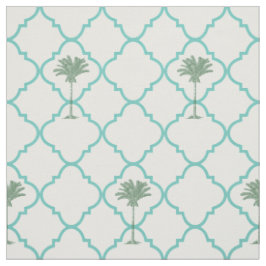 Tela Clásica y simple turquesa y quatrefoil blanco
